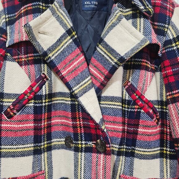 American Eagle Plaid Wool-Blend Peacoat XXL - Picture 4 of 7